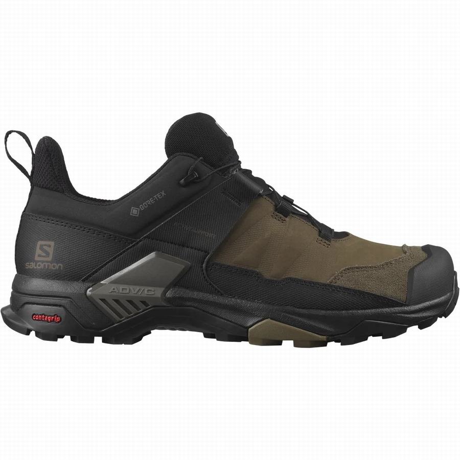 Salomon X Ultra 4 Leather Gore-tex Férfi Túracipő Fekete/Olivazöld (UOV1859BE)